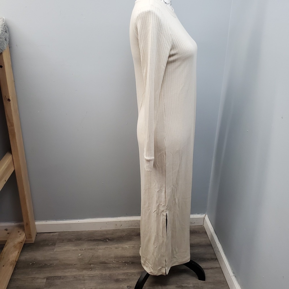 Old Navy Maxi Dress Womens XS Tan Fitted Rib Knit‎ Stretch Slim Fit Long Sleeve - Picture 5 of 7